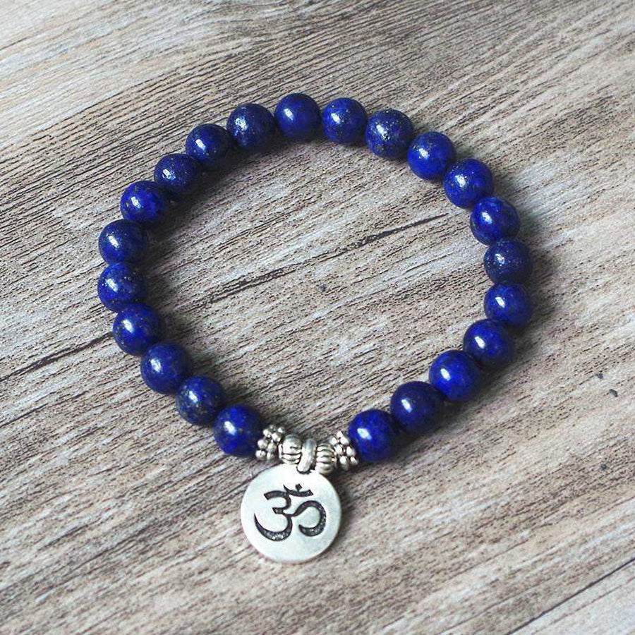 Vue d'ensemble du bracelet en pierres bleues