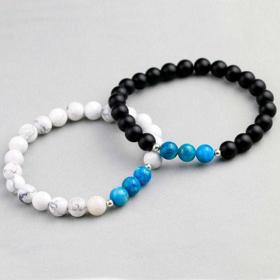 Bracelet en onyx noir mat avec perles de 8 mm