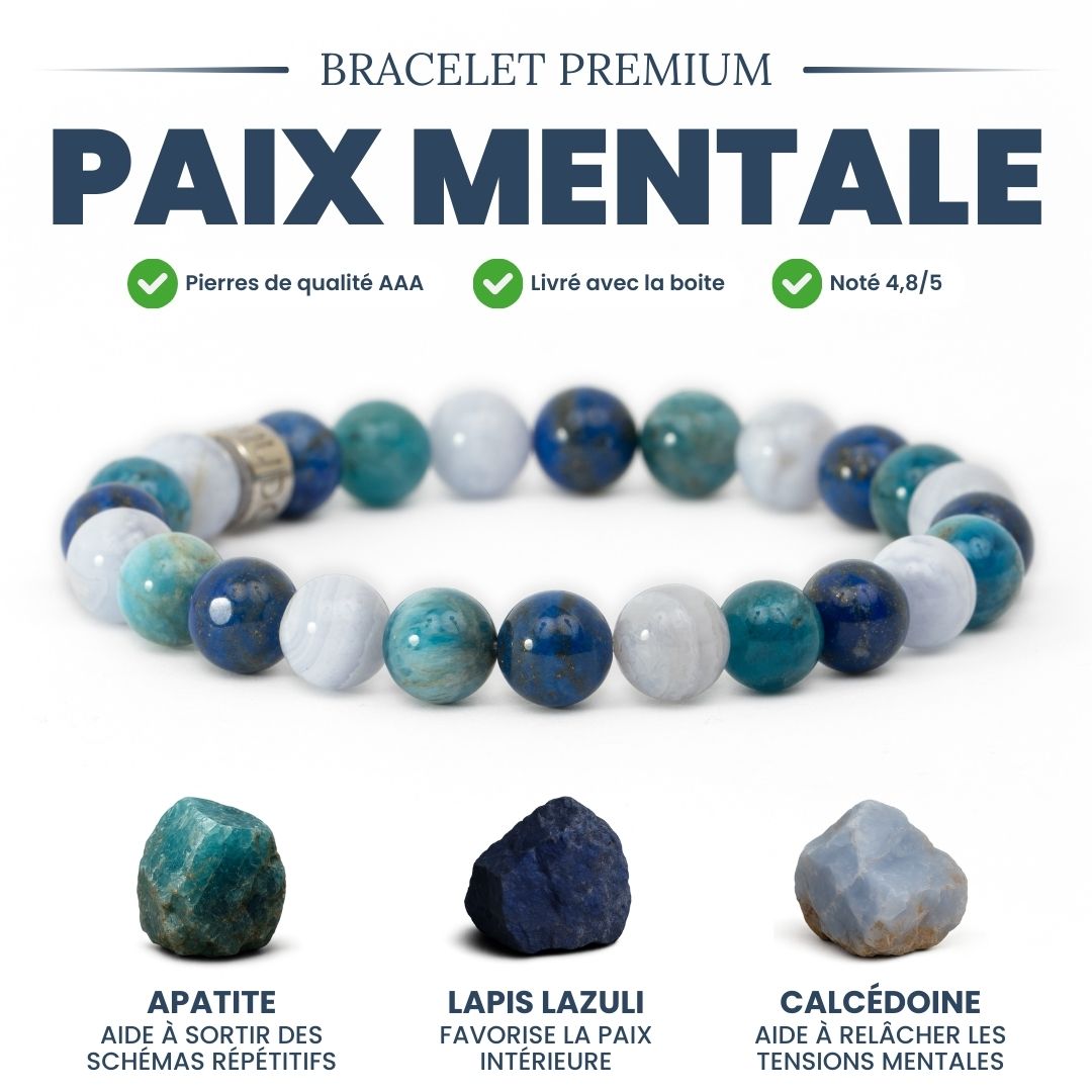 Bracelet en pierres naturelles avec perle argentée vue de côté
