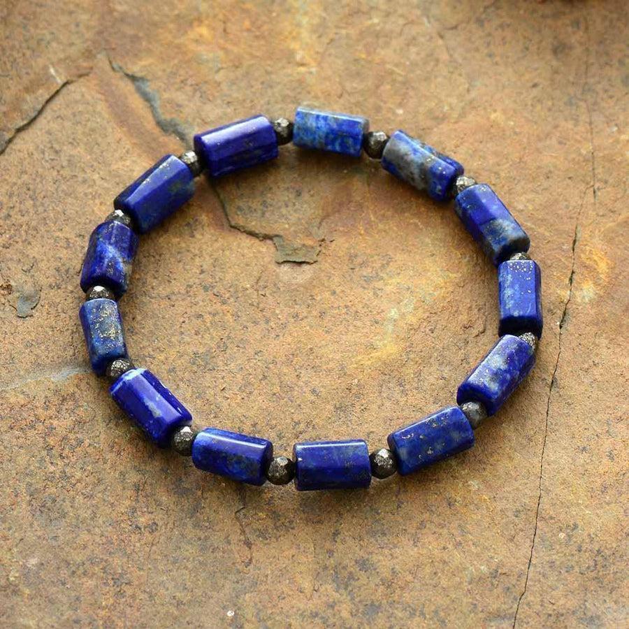 Conception artisanale, bracelet en Lapis Lazuli, perles bleues