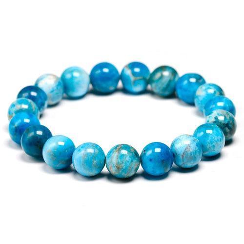 Bracelet en apatite avec fermoir visible, perles polies