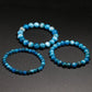 Vue latérale du bracelet en apatite, perles de différentes tailles