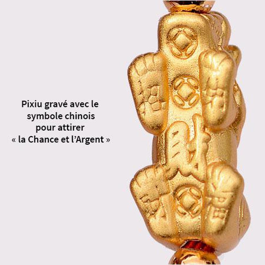Vue rapprochée du Pi Xiu en argent plaqué or