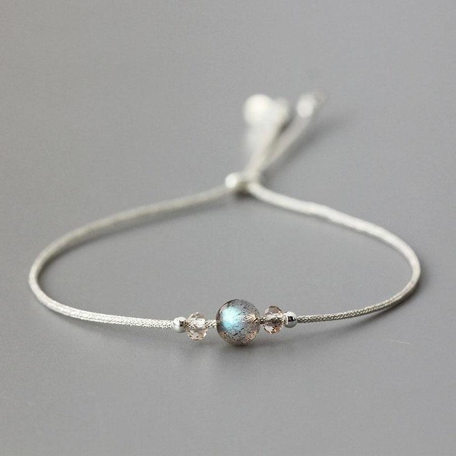 Vue d'ensemble du bracelet en pierre de lune et argent