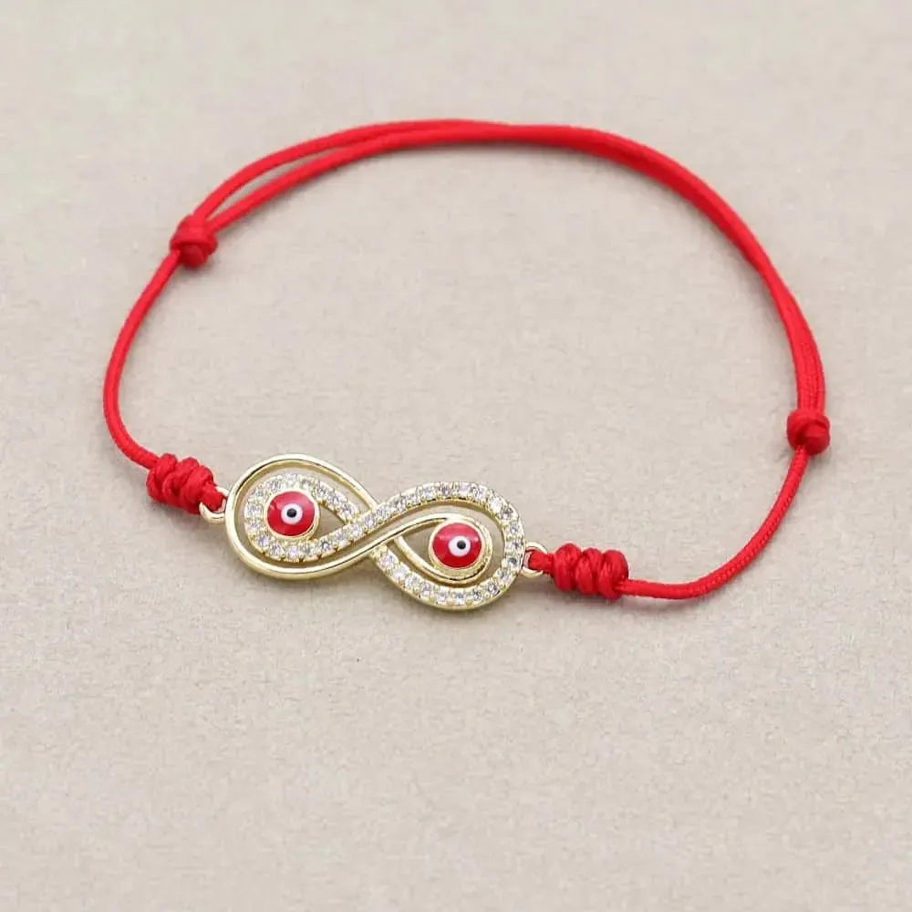 Bracelet rouge avec œil protecteur et infini