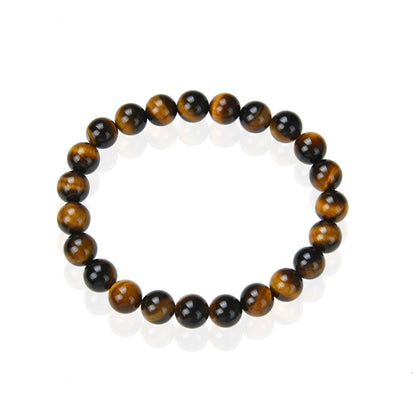 Perles de pierre Œil de tigre enfilées sur un bracelet élastique