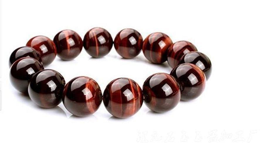 Bracelet Œil de tigre rouge sur fond blanc