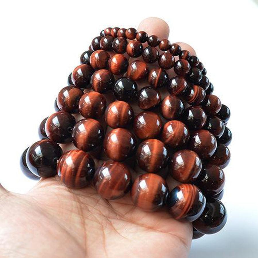 Bracelet en pierres d’Œil de tigre rouge, vue latérale