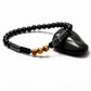 Bracelet en onyx mat, œil de tigre et hématite