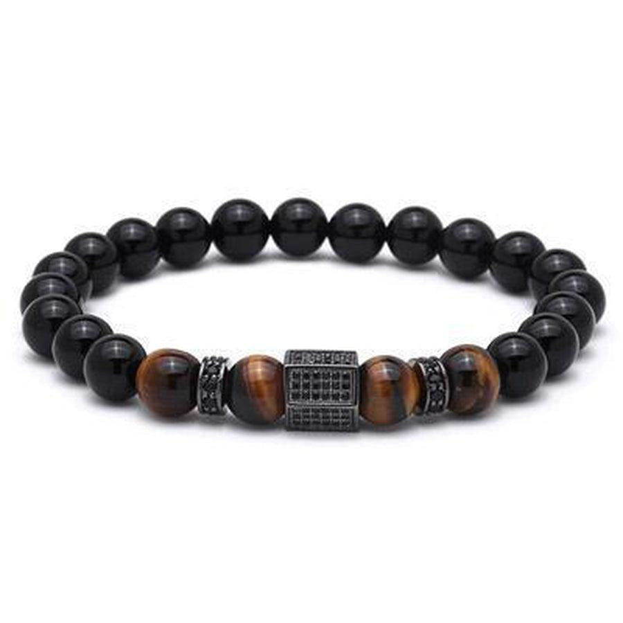 Bracelet extensible en pierres naturelles et cuivre, vue latérale
