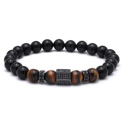 Bracelet extensible en pierres naturelles et cuivre, vue latérale