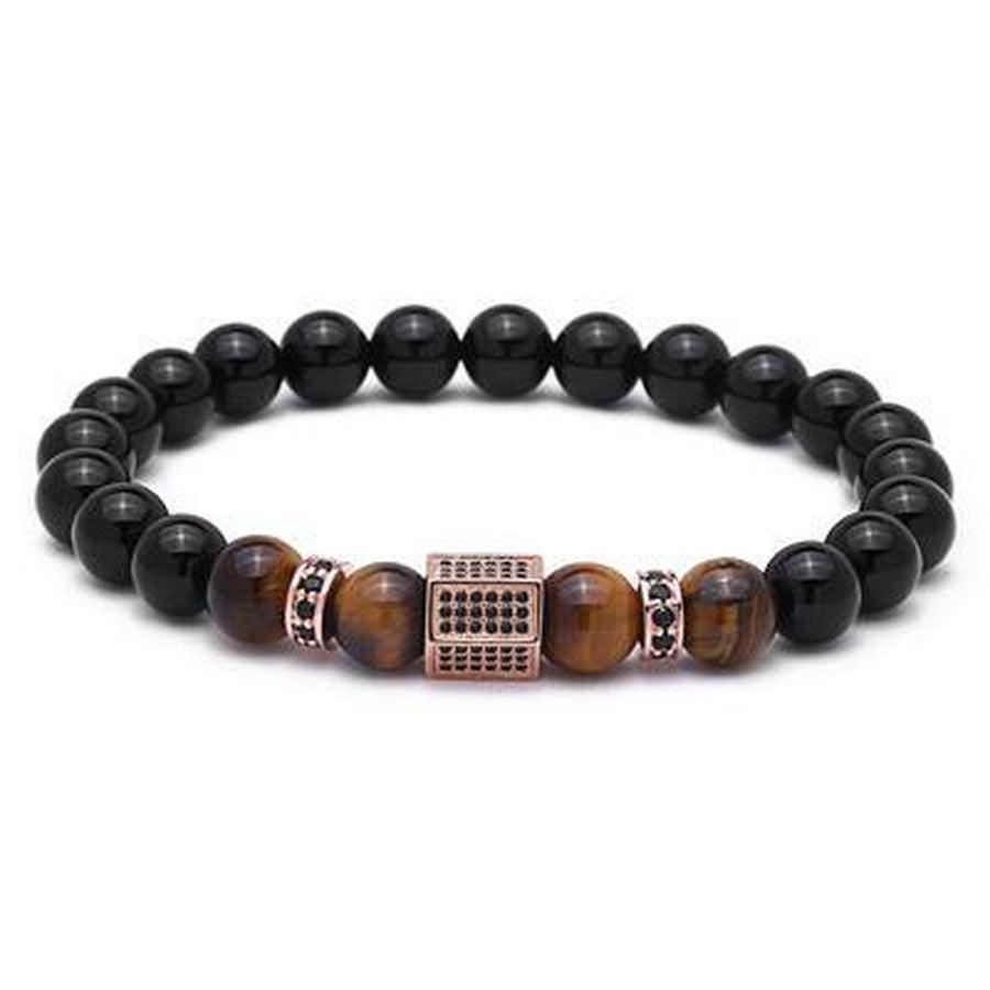 Perles d'Agate noire et Oeil de Tigre, design artisanal unique