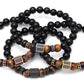 Bracelet en perles d'Agate noire et Oeil de Tigre avec cuivre