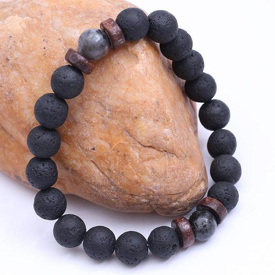 Vue latérale du bracelet montrant les pierres naturelles