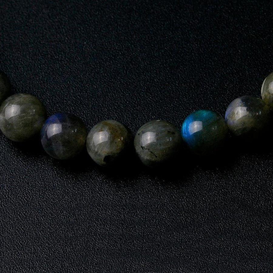Bracelet en labradorite avec perles grises et bleues de 8 mm