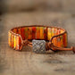 Bracelet en jaspe sur cuir, vue de côté