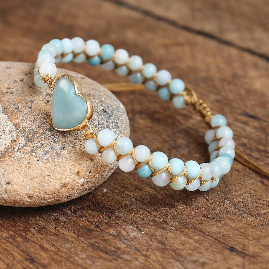 Ensemble du bracelet en amazonite avec nœud chanceux