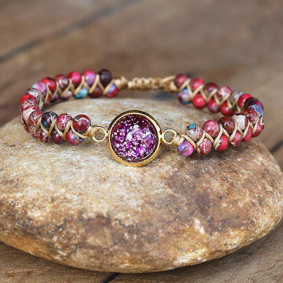 Bracelet Shamballa en orgonite avec perles et nœud coulissant