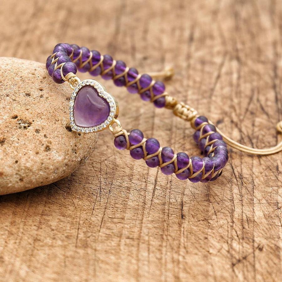 Vue latérale du bracelet ajustable en corde brune