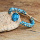 Bracelet en apatite avec pierre hexagonale sur cordon brun