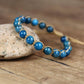Vue latérale du bracelet Shamballa en apatite naturelle