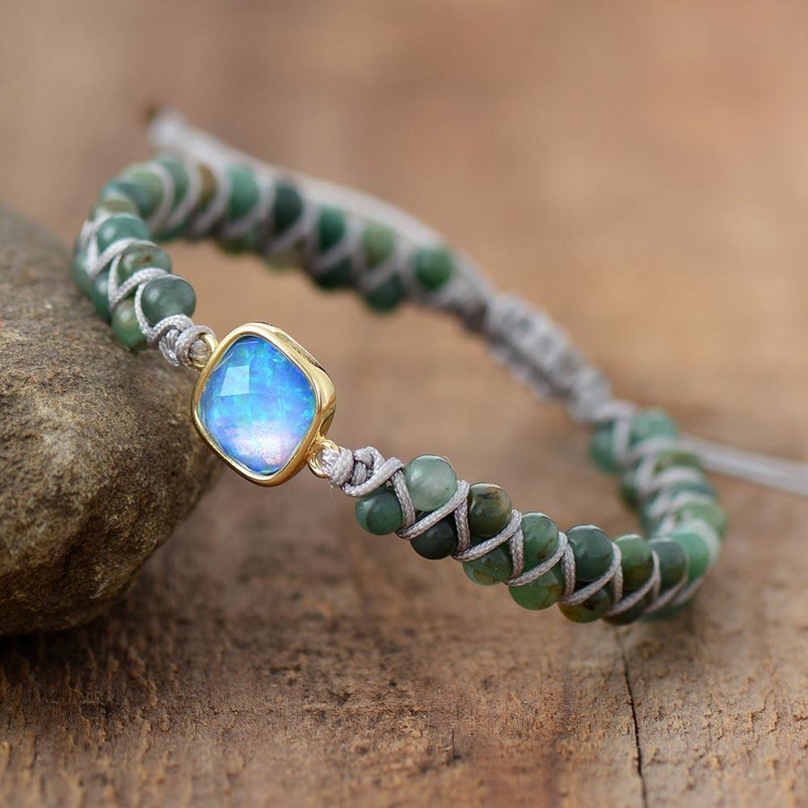 Bracelet Shamballa en jade naturel avec perles tressées