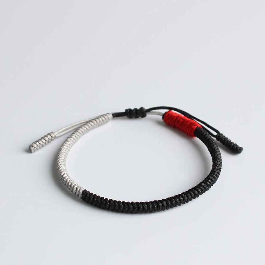 Bracelet tibétain en corde tressée, vue de côté