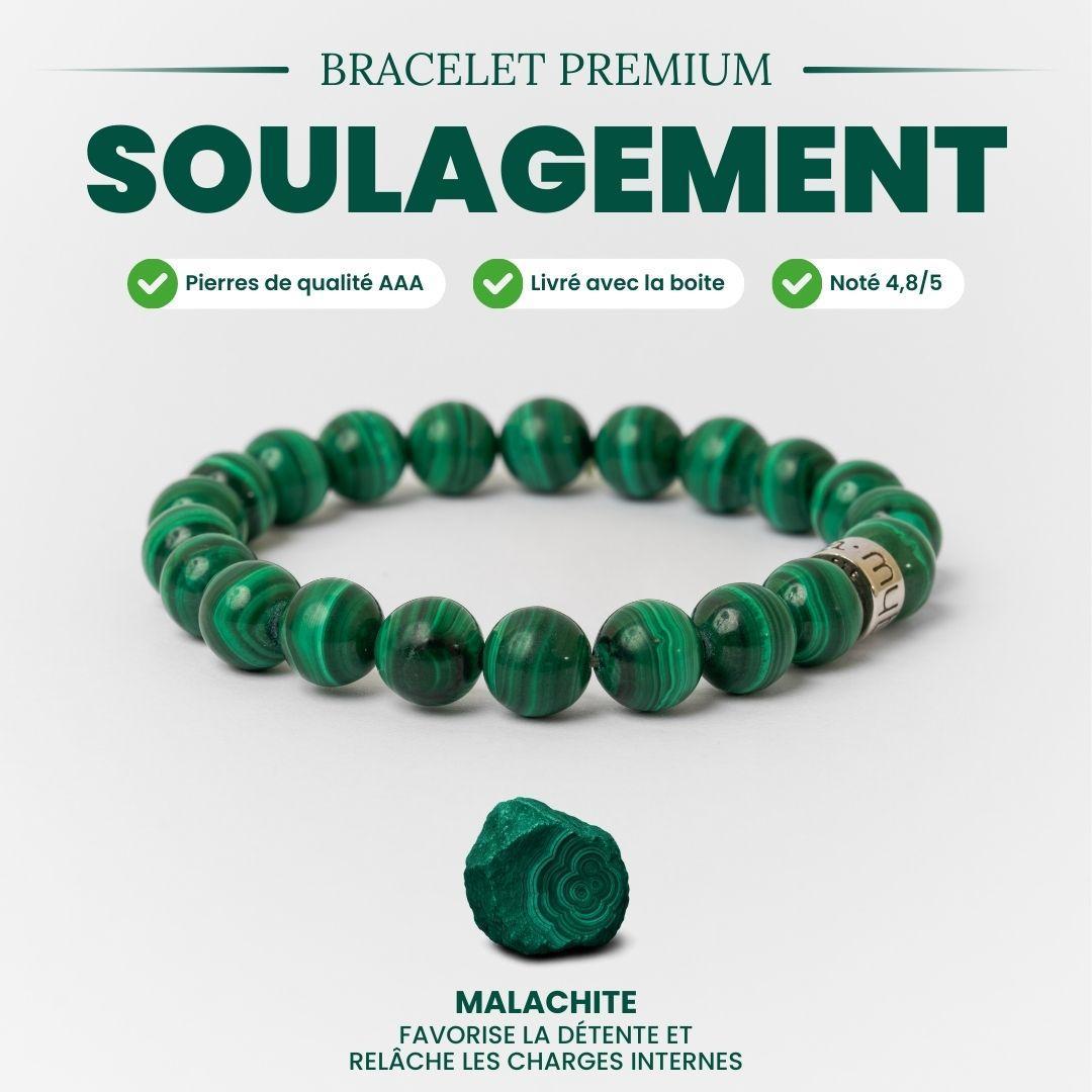 Bracelet en malachite avec perles rondes et argent 925