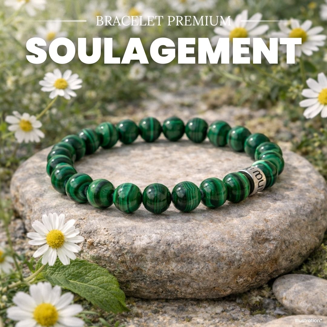 Bracelet malachite et argent présenté dans une boîte élégante