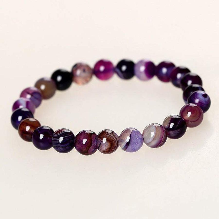 Bracelet en agate violette avec perles polies