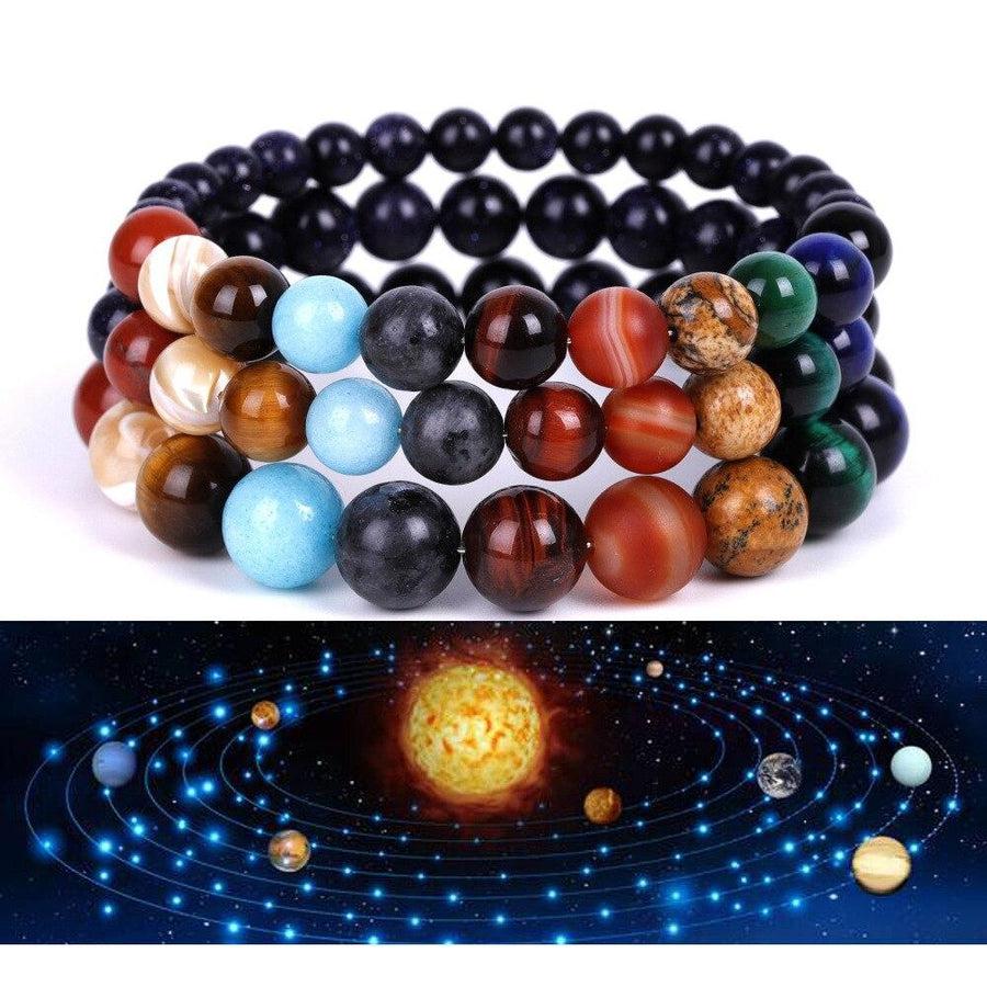 Bracelet système solaire avec pierres colorées représentant les planètes