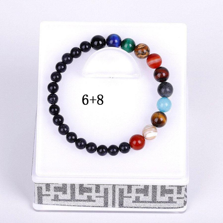 Vue d'ensemble du bracelet illustrant les planètes en pierres