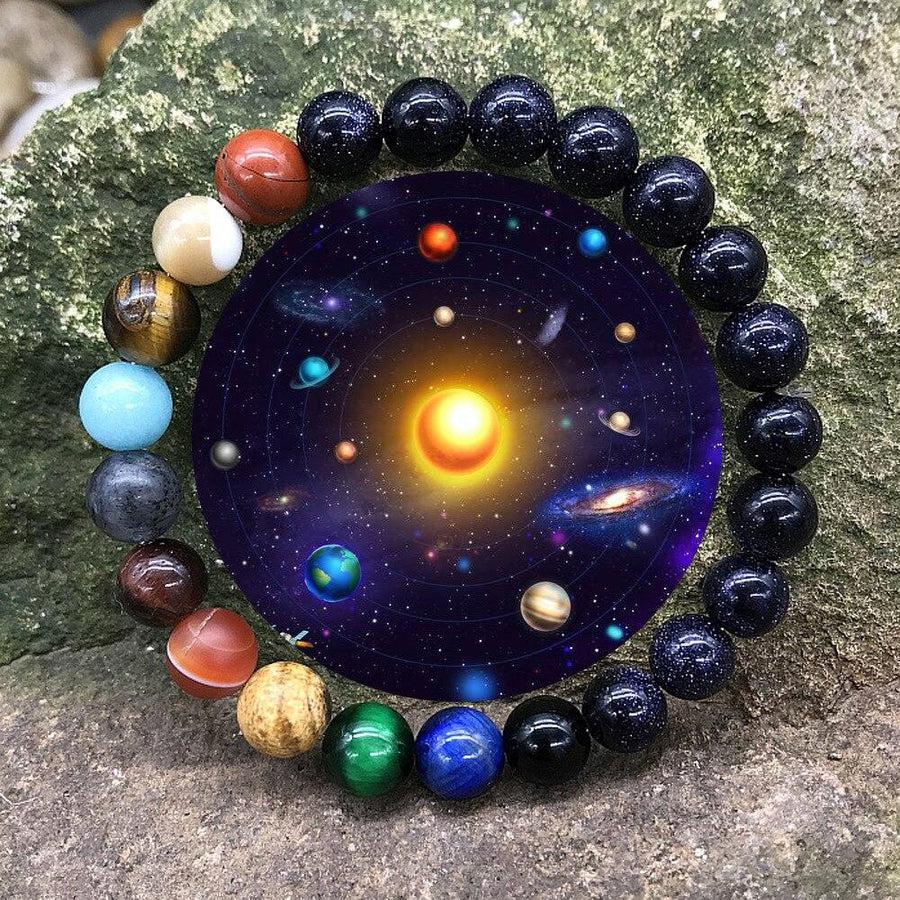 Bracelet extensible avec pierres de couleurs variées pour chaque planète