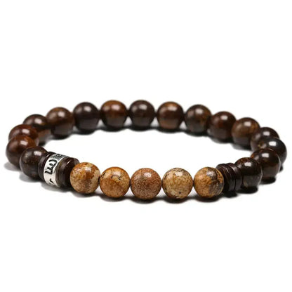Bracelet tibétain avec perles de bronzite et mantra central