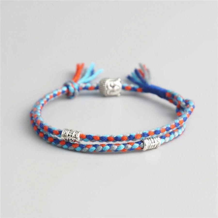Vue d'ensemble du bracelet tibétain multicolore à double rang