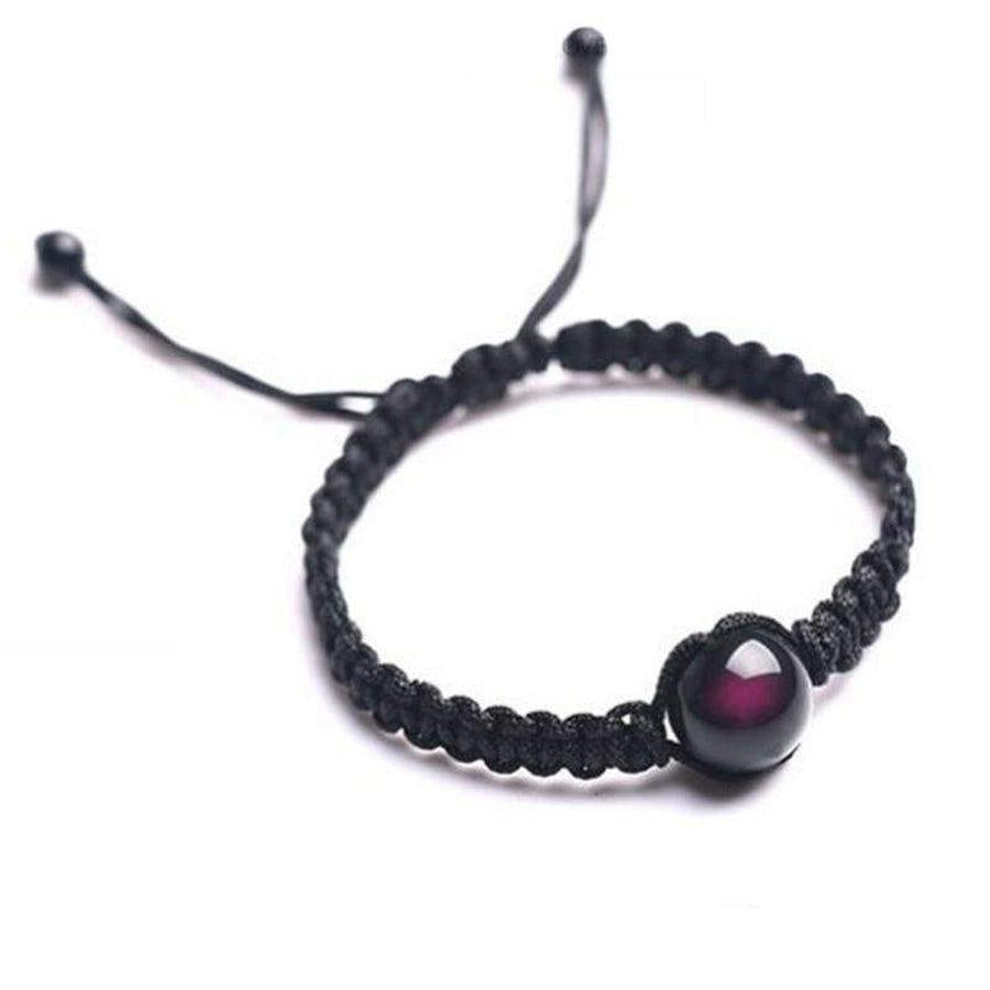 Vue d'ensemble du bracelet avec perle obsidienne centrale