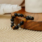 Perles d'œil de tigre et hématite sur bracelet élastique
