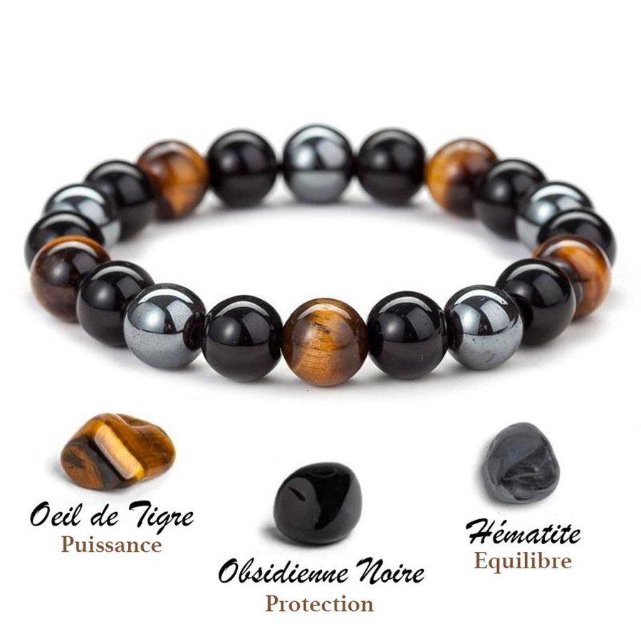 Gros plan sur les perles en pierre naturelle du bracelet