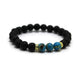 Vue latérale du bracelet en pierres turquoise et lave