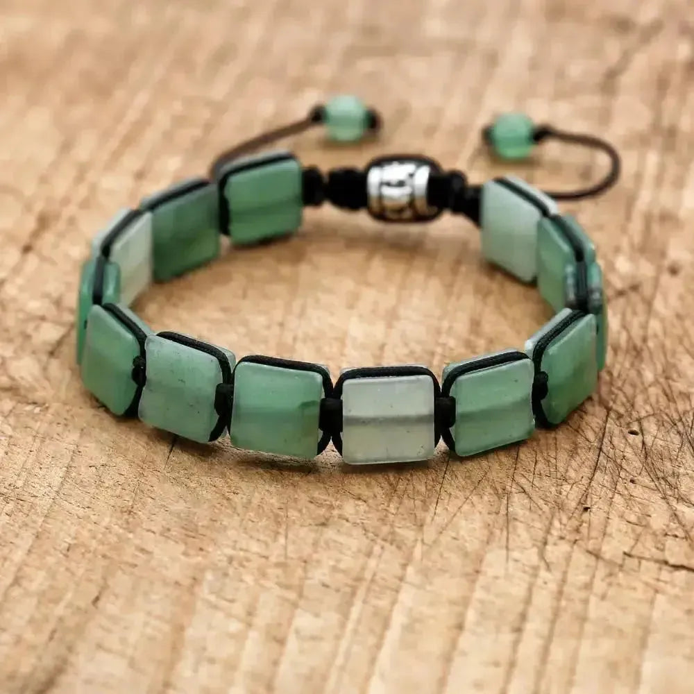 Bracelet Shamballa en aventurine, vue de dessus
