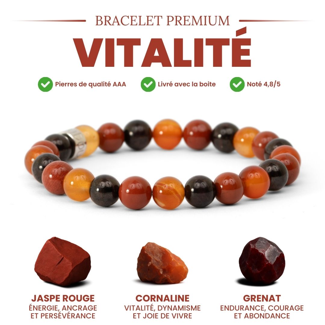 Bracelet en pierres naturelles avec jaspe rouge et grenat