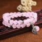 Bracelet en calcédoine rose avec pendentif feuille