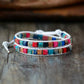 Bracelet en jaspe, cuir véritable et motif lotus en gros plan