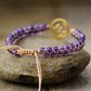 Bracelet double rangée avec symbole Om argenté