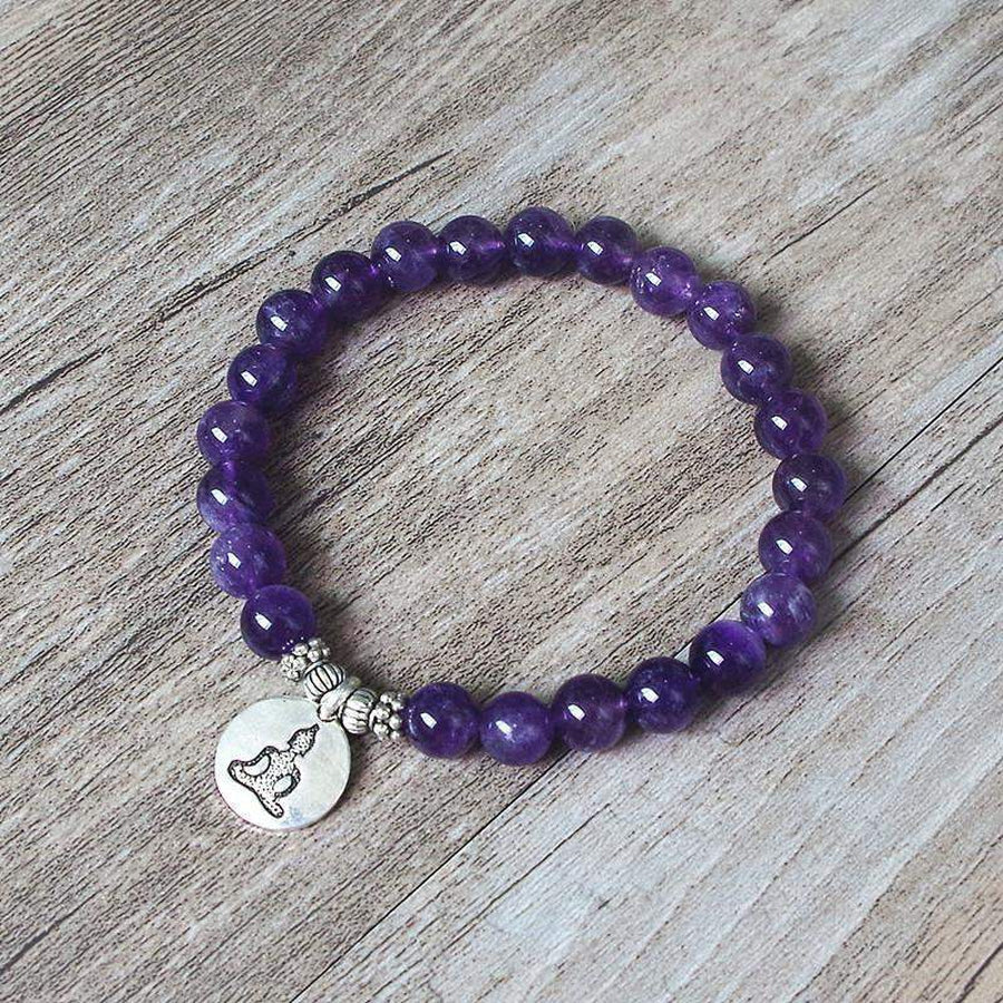 Bracelet améthyste avec pendentif fleur de Lotus