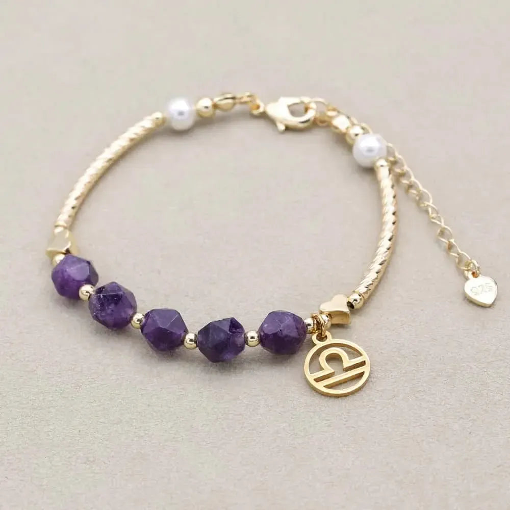 Ensemble du bracelet zodiaque avec pierres violettes