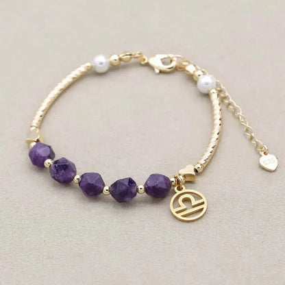 Ensemble du bracelet zodiaque avec pierres violettes