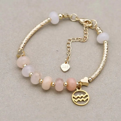 Vue d'ensemble du bracelet en aventurine rose et doré