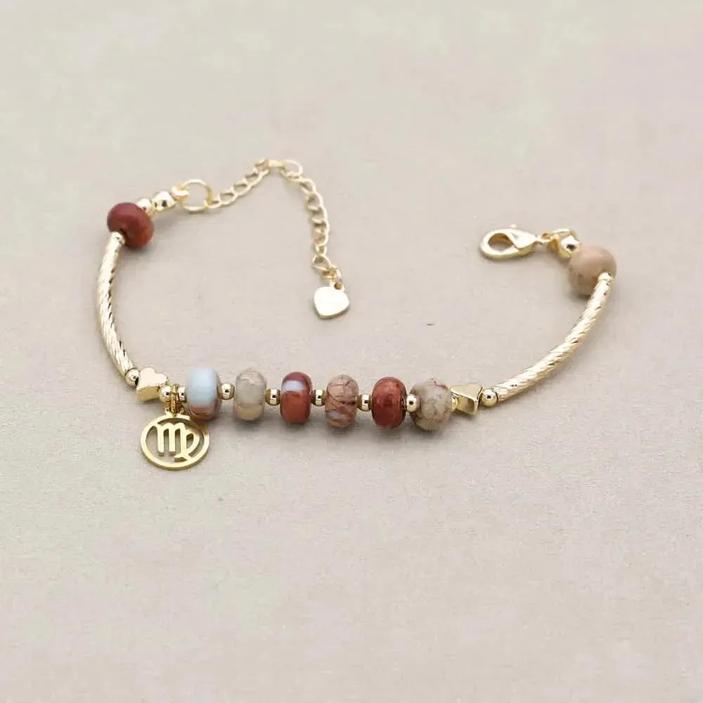 Vue latérale du bracelet zodiaque avec chaînette réglable