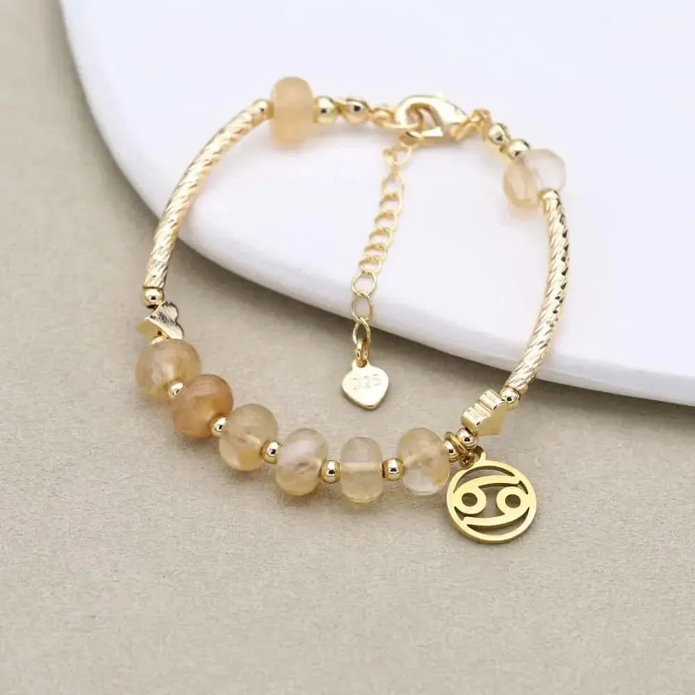 Bracelet zodiaque en quartz fumé avec fermoir réglable